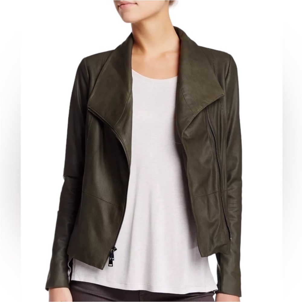 Vince Paper Leather Jacket Charcoal